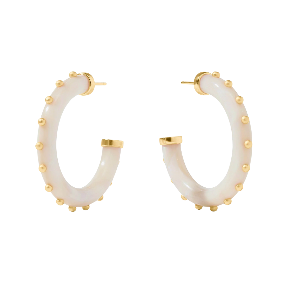 Julie Vos Colette Gold and Acrylic Hoop - Alabaster - L
