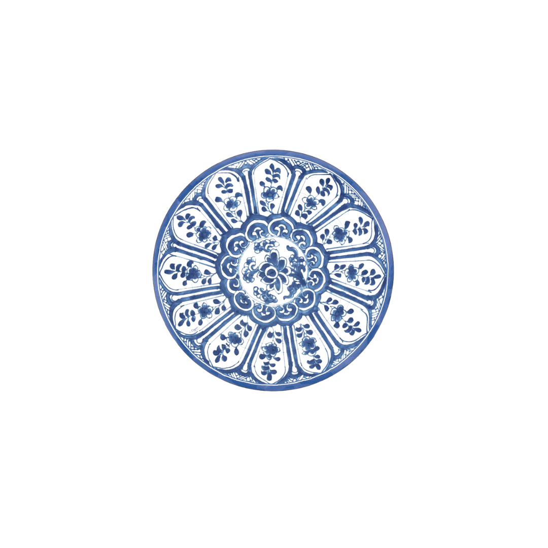 Caspari Indigo Garden Dessert Plates