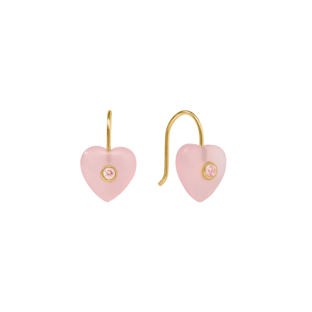 Julie Vos Heart Earring - Pink Quartz