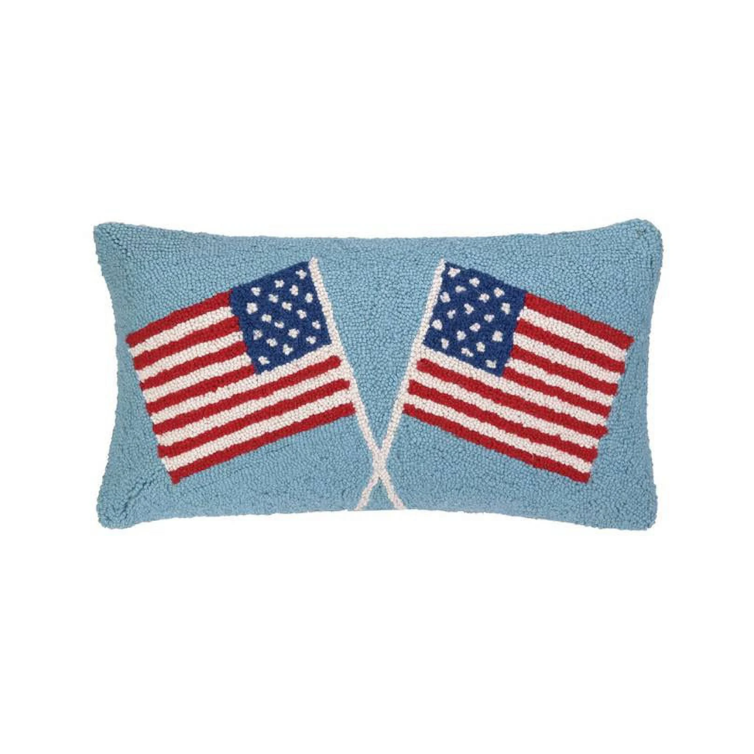 Double American Flags Hook Pillow