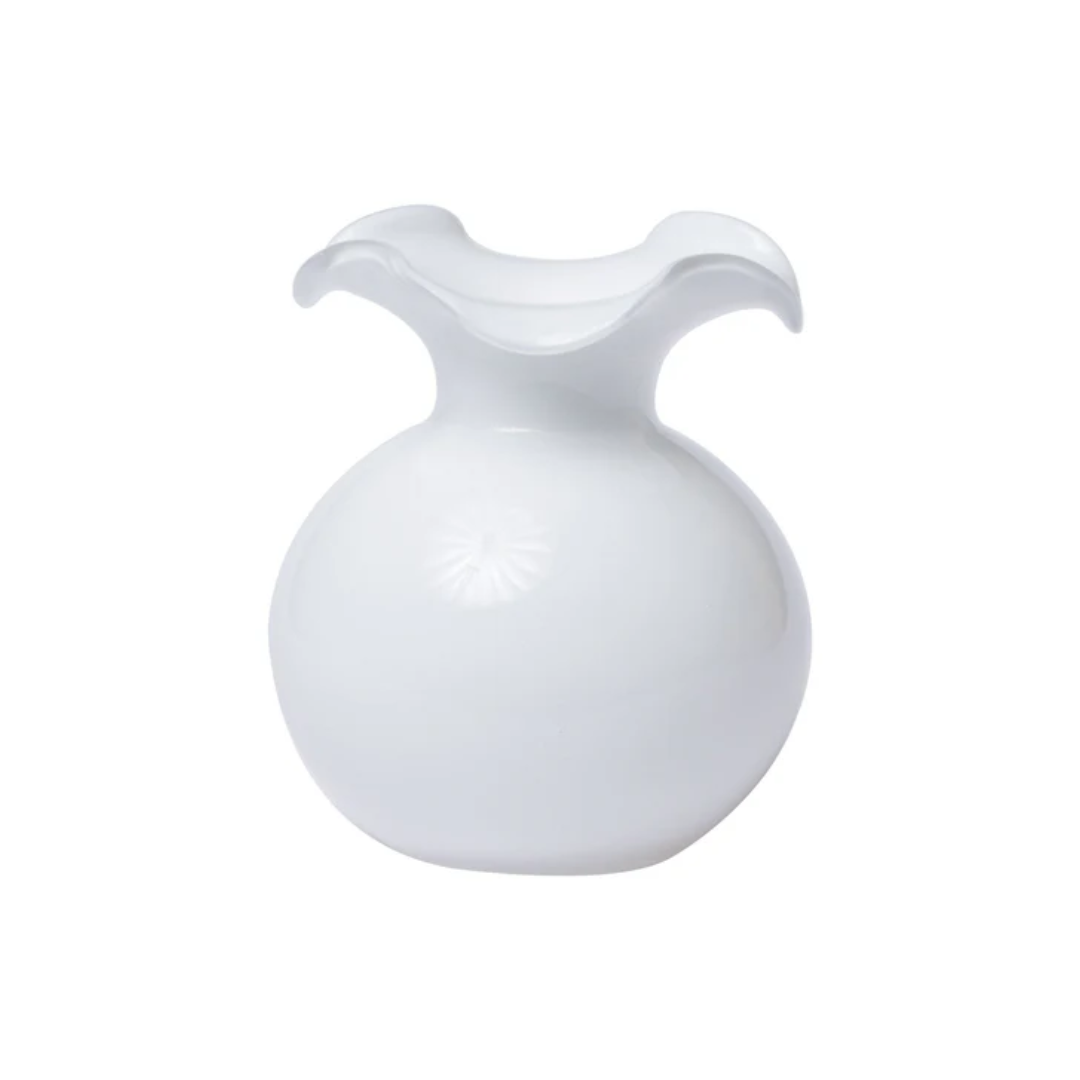 Vietri Hibiscus Glass White Small Fluted Vase