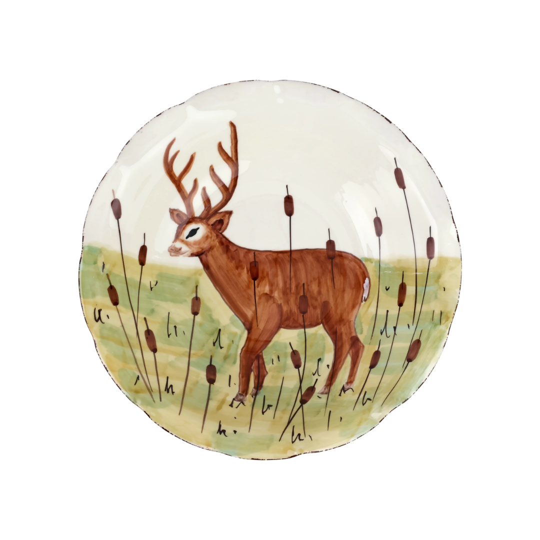 Vietri Wildlife Footed Deer Pedestal Fruit Bowl
