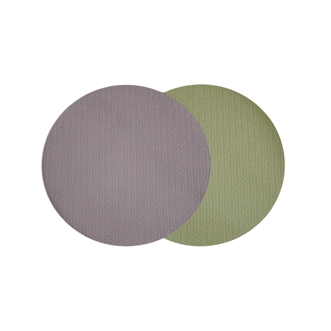 Beatriz Ball Vida Snakeskin Reversible Round Placemats - Pale Green and Taupe
