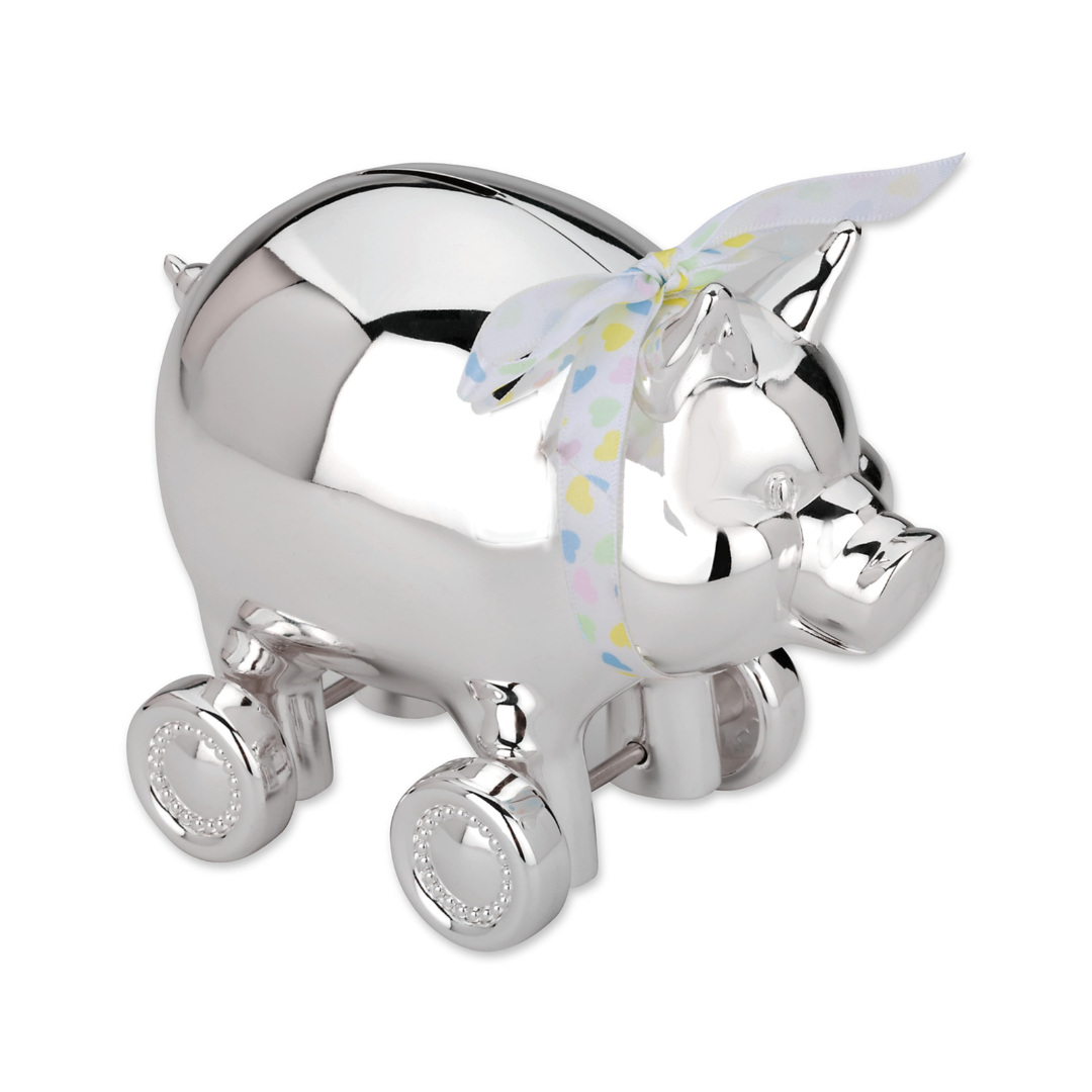 Reed & Barton Piggy with Wheels Silverplate Bank