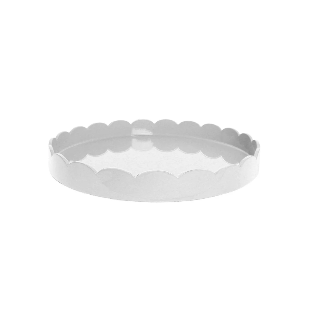 Addison Ross Round Scalloped White Tray