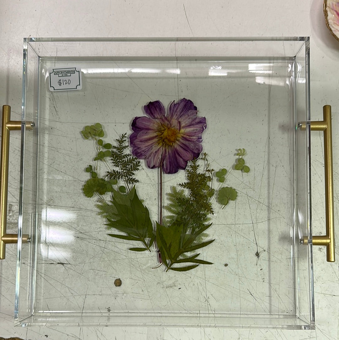 Clear Tray with Purple Flower
