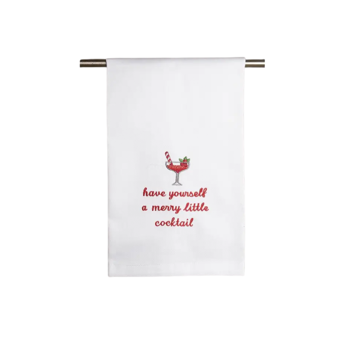 Merry Little Cocktail Embroidered Kitchen Towel