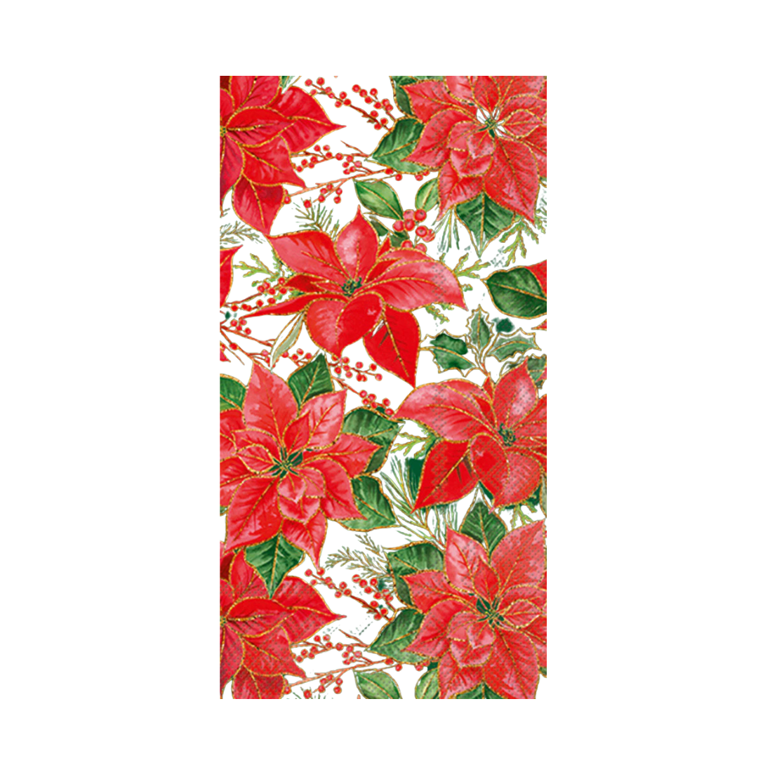 Christmas Poinsettia Guest Towel Green