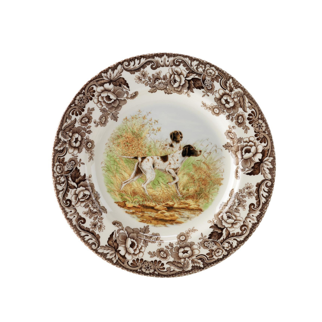 Spode Woodland Dogs Salad Plate 8" Pointer