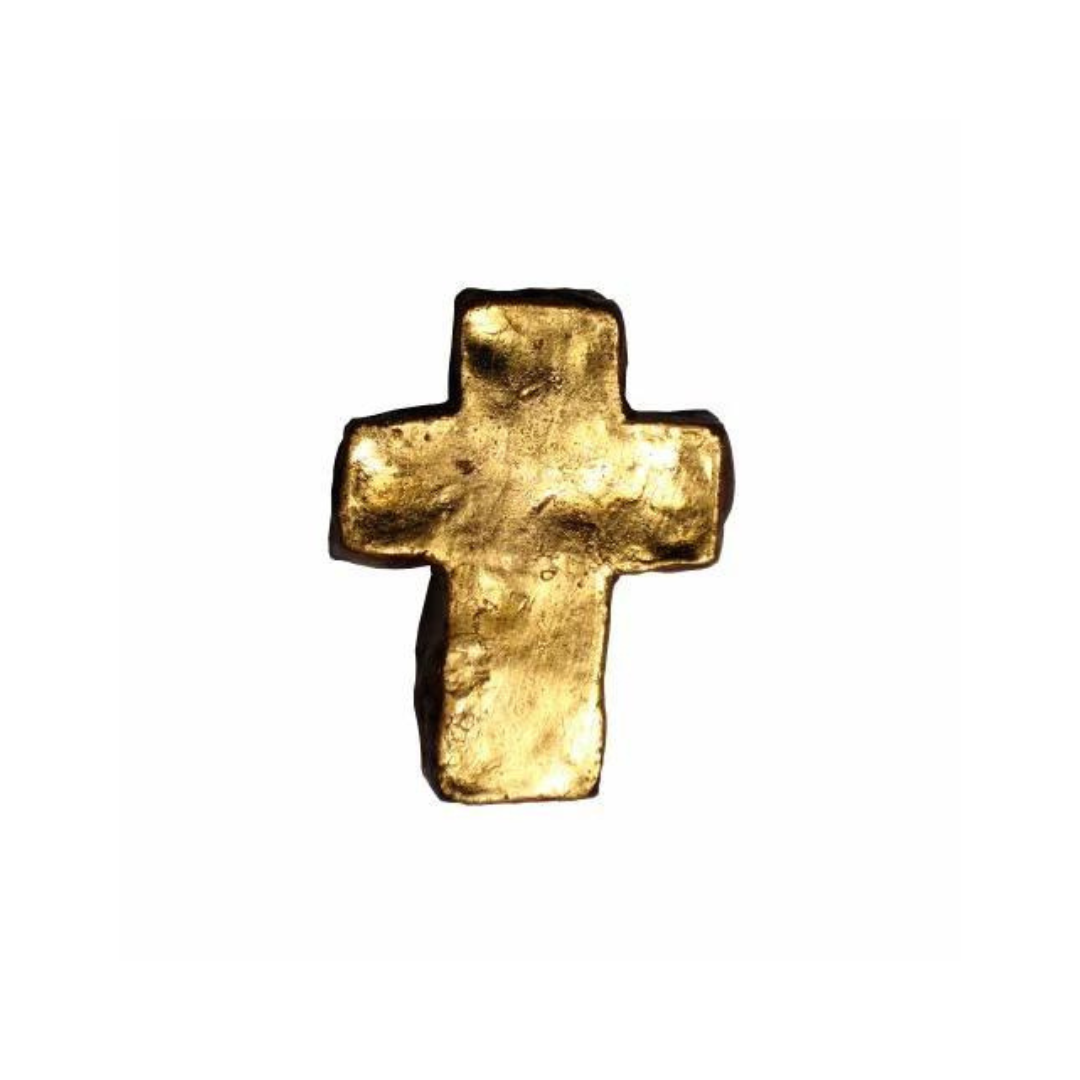 Barbara Biel Medium Gold Cross- 4 1/2 and wider