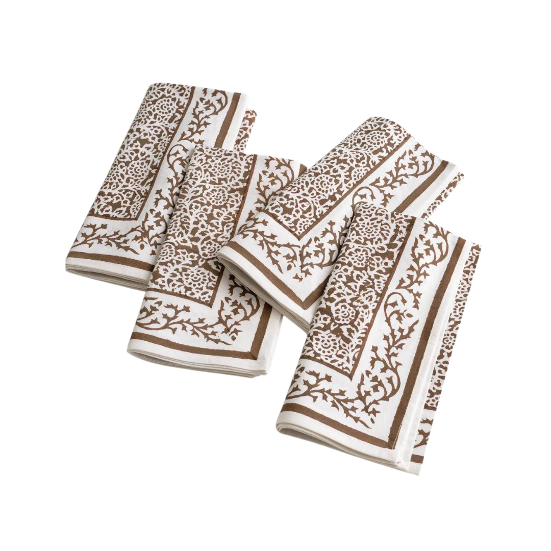 Pomegranate Tapestry Dark Chocolate Napkin Set of 4