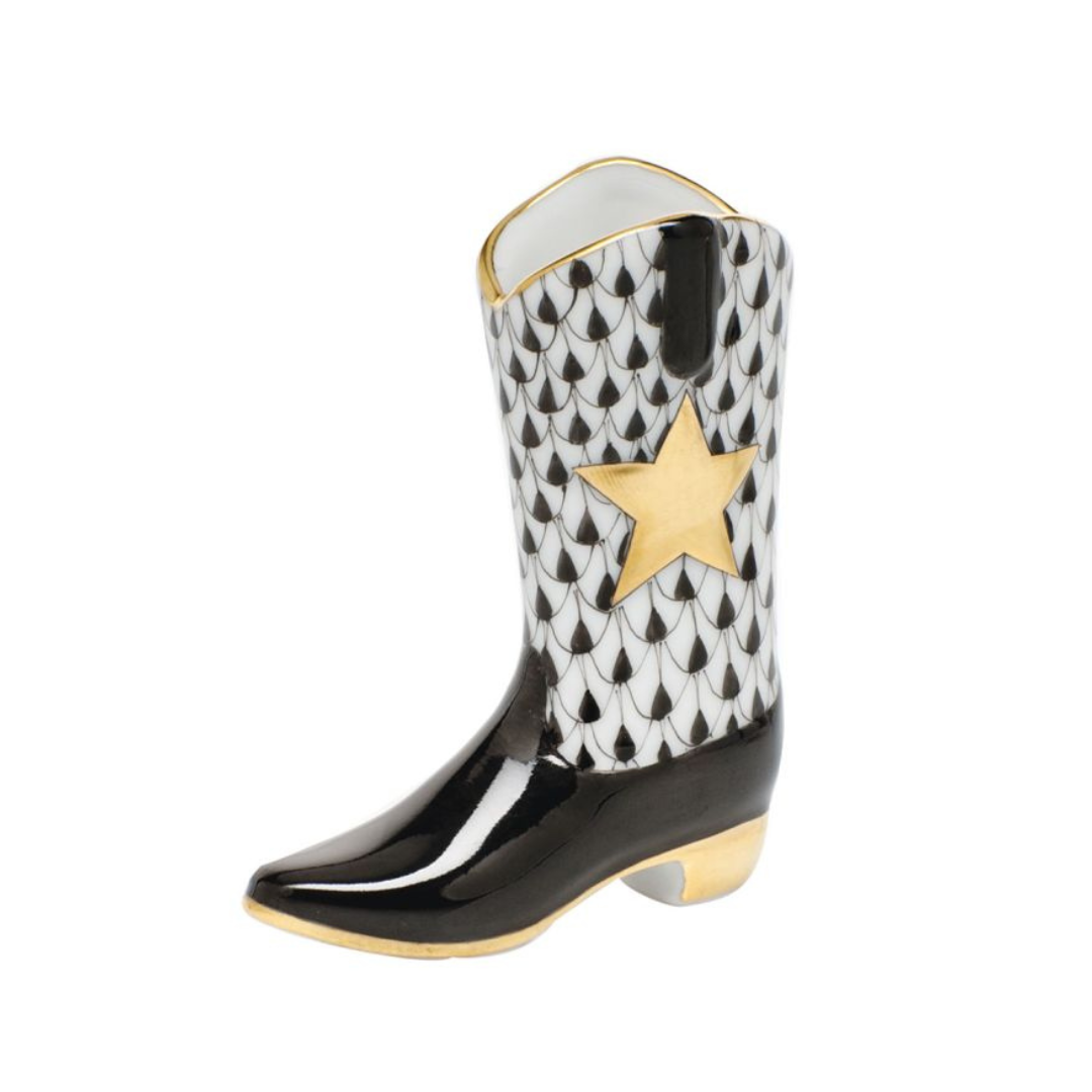 Herend Black Cowboy Boot