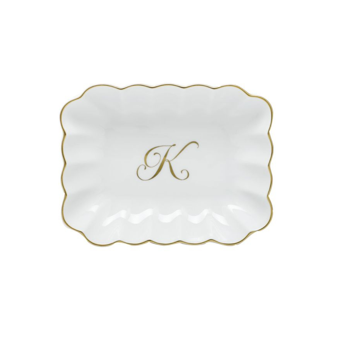 Oblong Dish with Mongram - K