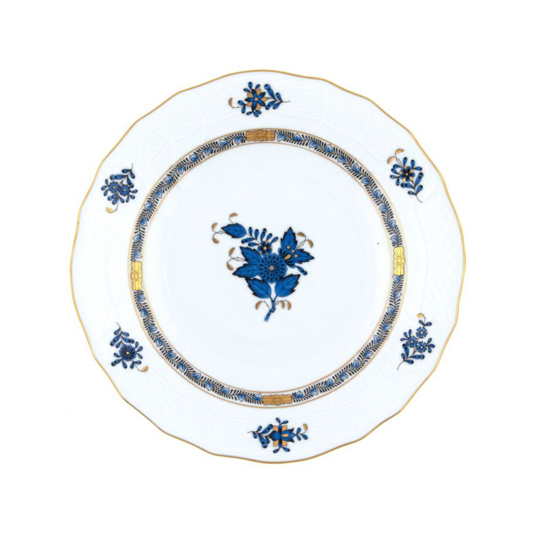 Chinese Bouquet Black Sapphire Dessert Plate