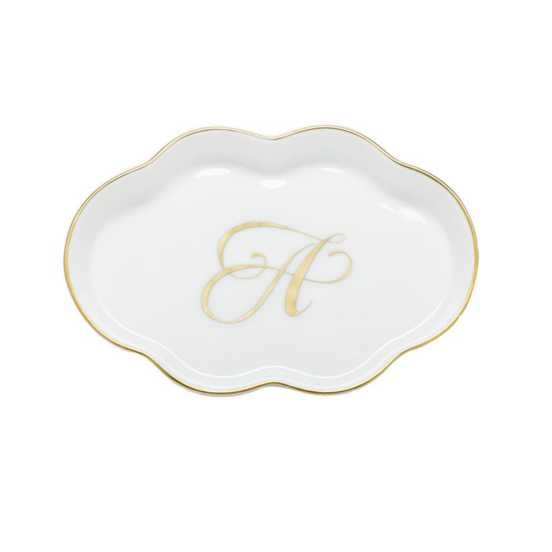 Scalloped Tray with Mongram - A