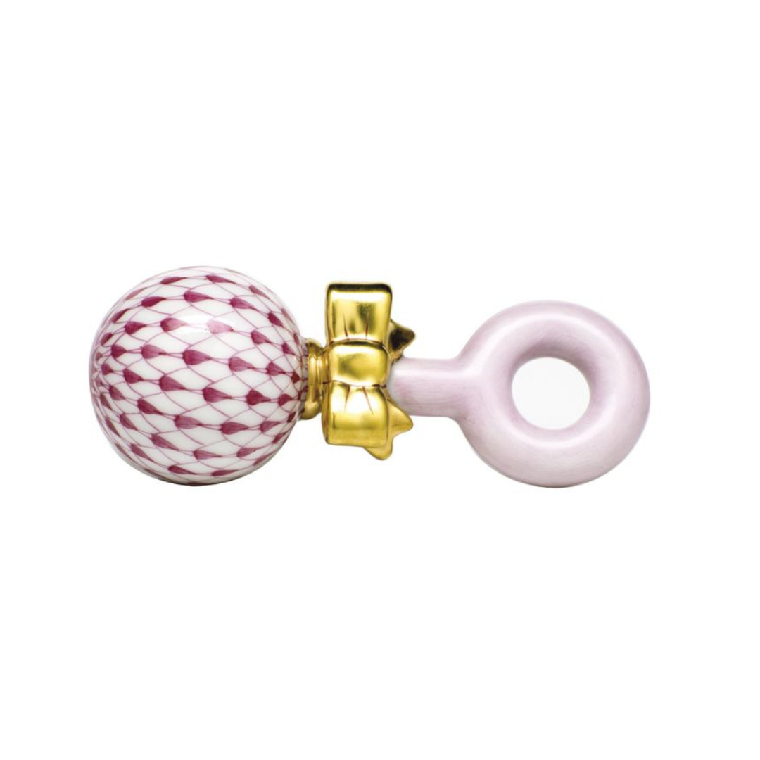Herend Baby Rattle - Raspberry