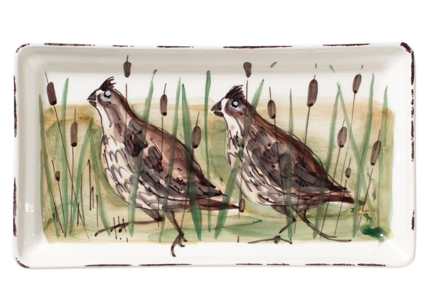 Vietri Wildlife Quail Rectangular Platter