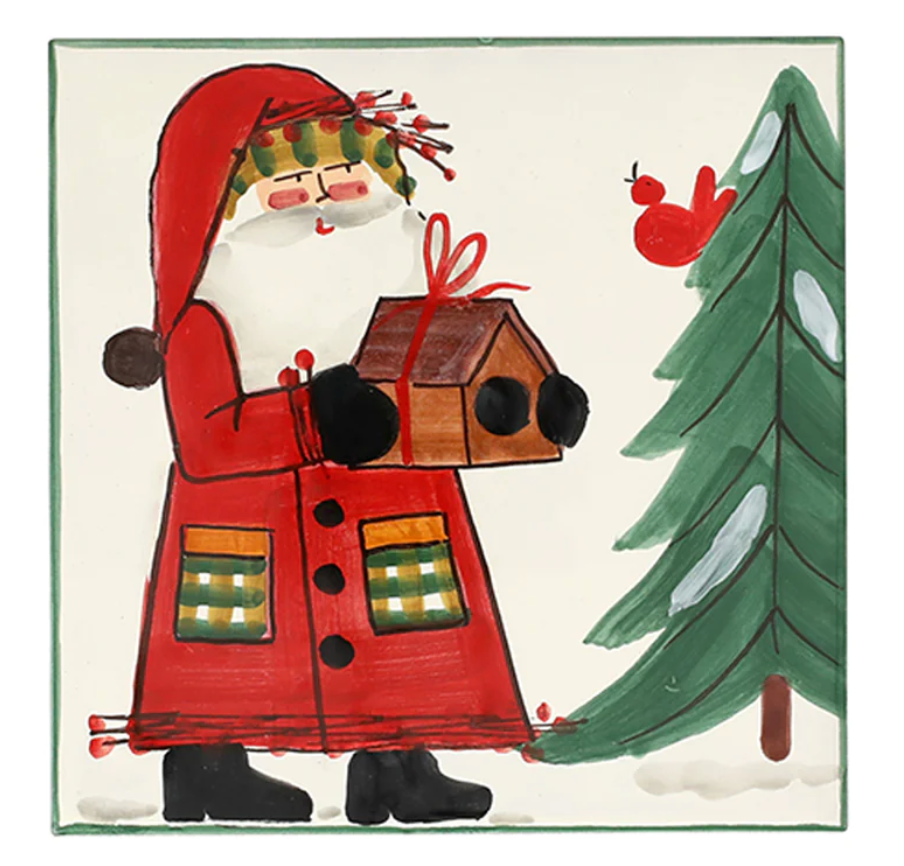 Vietri Old St. Nick Trivet with Bird House