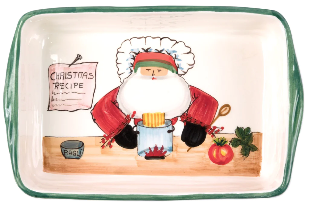 Vietri Old St. Nick Rectangular Baker with Chef