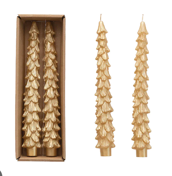 Gold Leaf Tree Candle, Boxed, 11.25"