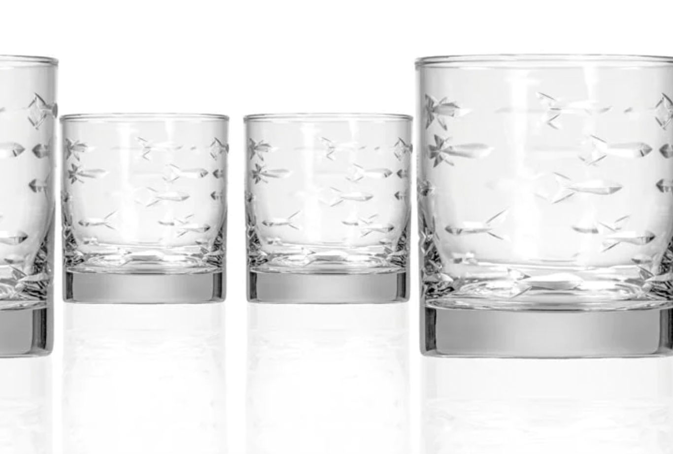 10 oz On the Rocks School of Fish glass