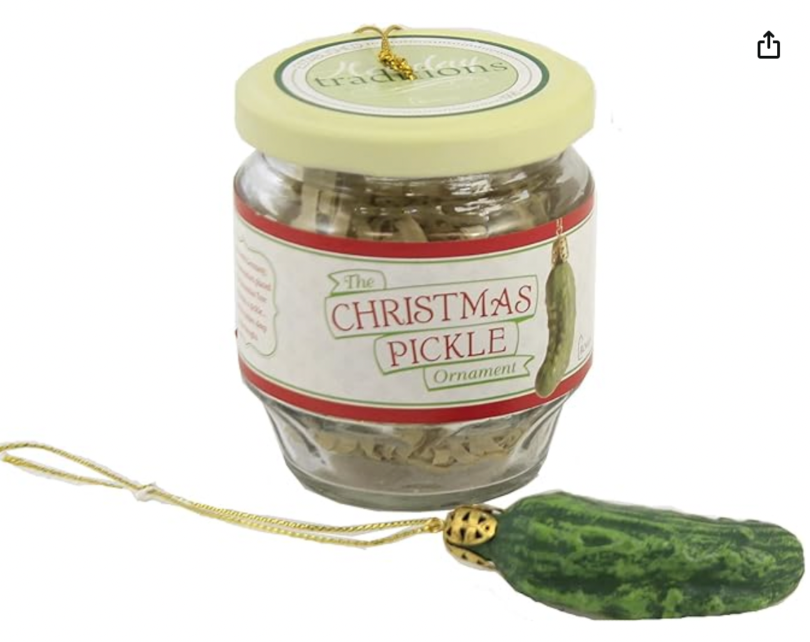 3" 2 pc Set Christmas Pickle Ornament in Glass Jar