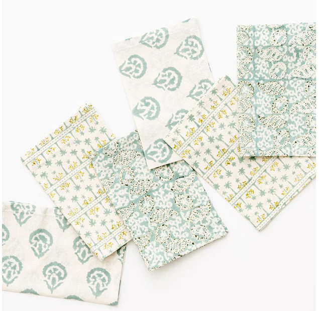 Pomegranate India Hicks Multi Seafoam Cocktail Napkin Set of 6