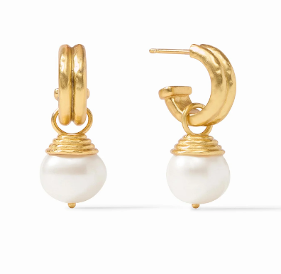 Astor Pearl Hoop & Charm Earring- Gold- OS