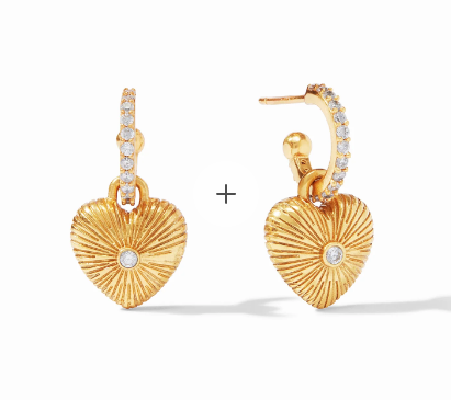 Esme Heart CZ Hoop & Charm Earring - Gold - Cubic Zirconia