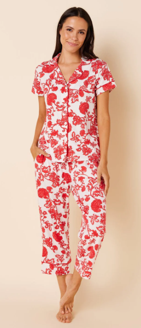 Chrysantheme Pima Knit Capri - Red