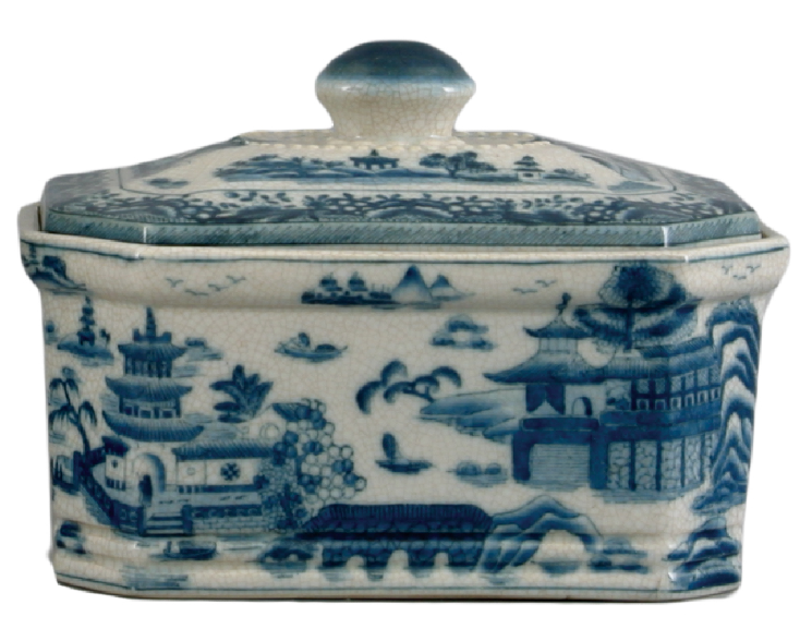 Porcelain Box Blue Willow 9Lx7Wx6H