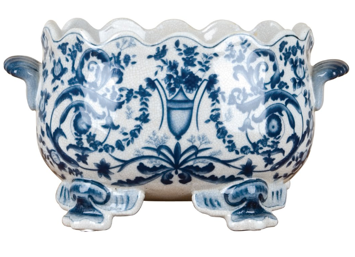 Porcelain Scallop Edged Basin - Casey Azure
