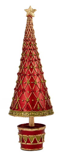 10" Fleur De Lis Tree with Drum Base (Red/Citron)