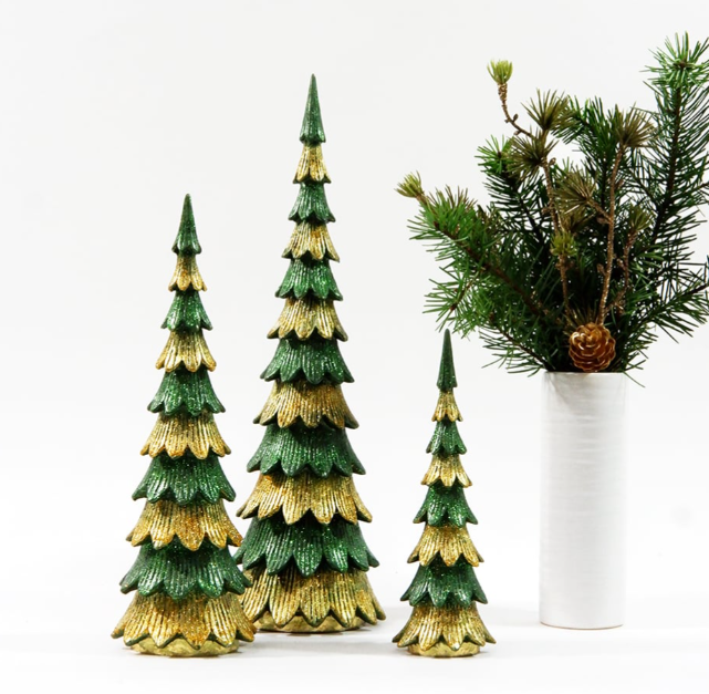10.5" Tabletop Christmas Tree (Trad. Green/Gold)