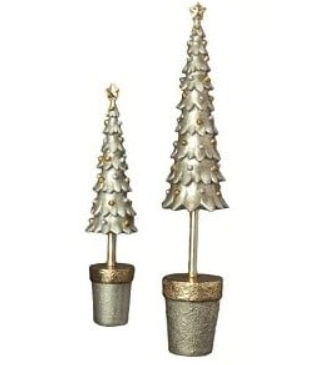 13" Plain Scalloped Topiary Tree with Star (Moonlight)