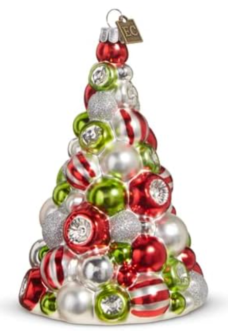 5.5" Red, Green, and White Reflector Tree Ornament