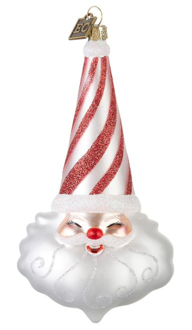 5.75" Peppermint Santa Ornament