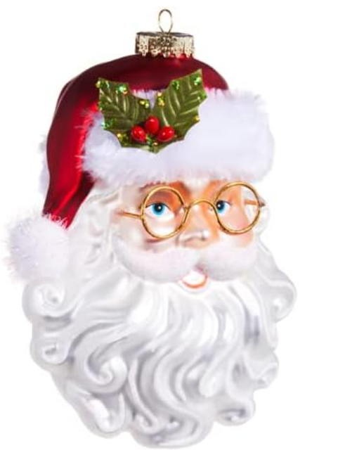 6.5" Santa with Glasses Ornament