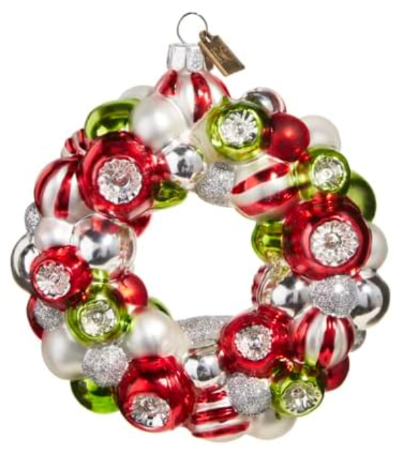 Red, Green, and White Wreath Ornament