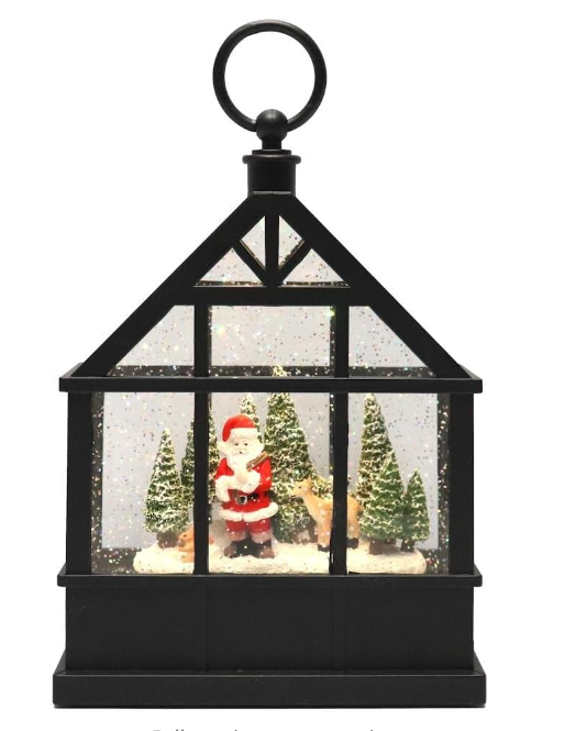 Santa Cuts Down Tree Lighted Water Greenhouse