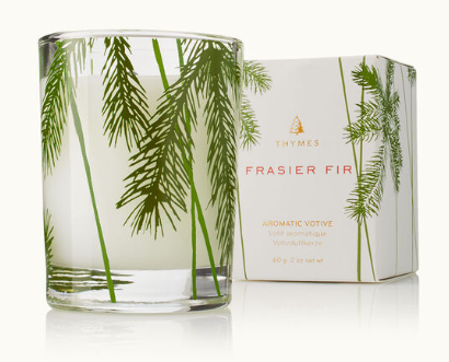Frasier Fir Votive Candle, Pine Needle Design