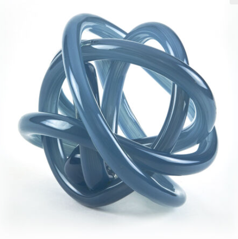 Hand Blown Glass Knot Smokey Blue