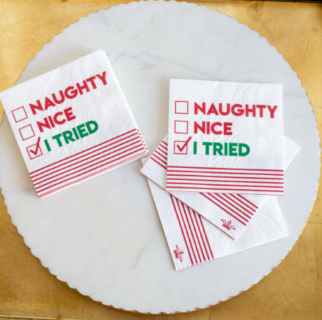 I Tried Cocktail Napkins White/Red/Green 5"