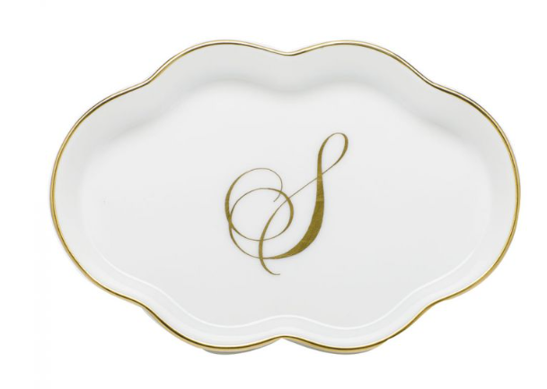 Scalloped Tray with Monogram - S