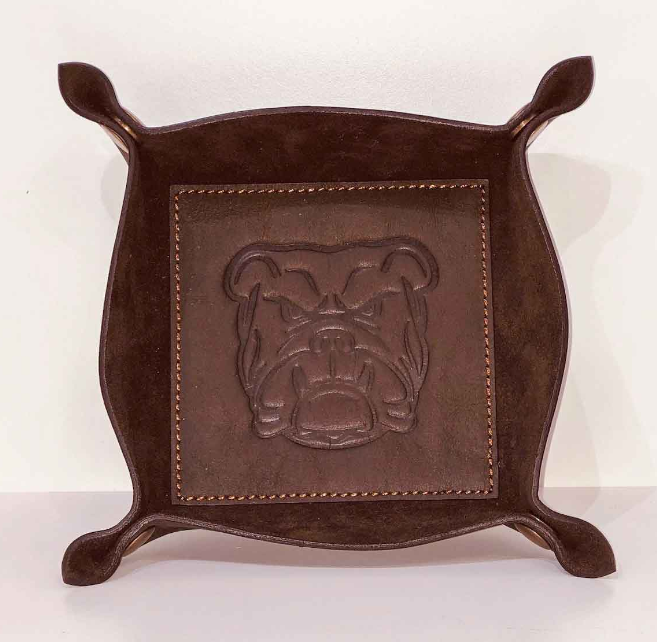 Bulldog Leather Embossed Valet Tray - Dark Brown