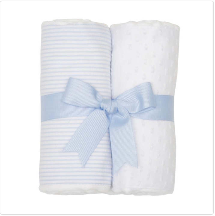 Blue Seersucker Stripe Set of Two Burp Cloths