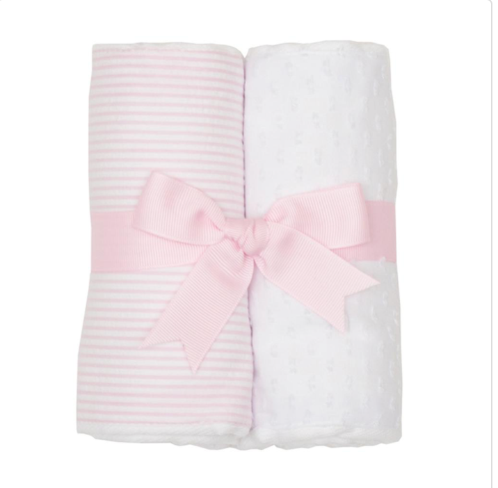 Pink Seersucker Stripe Set of Two Burp Cloths