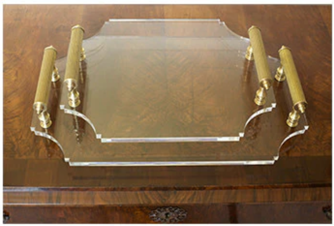 Acrylic Tray with Brass Handles