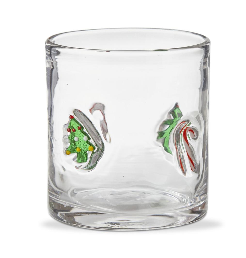 Christmas Tree & Candy Cane Double Old Fashioned Glass