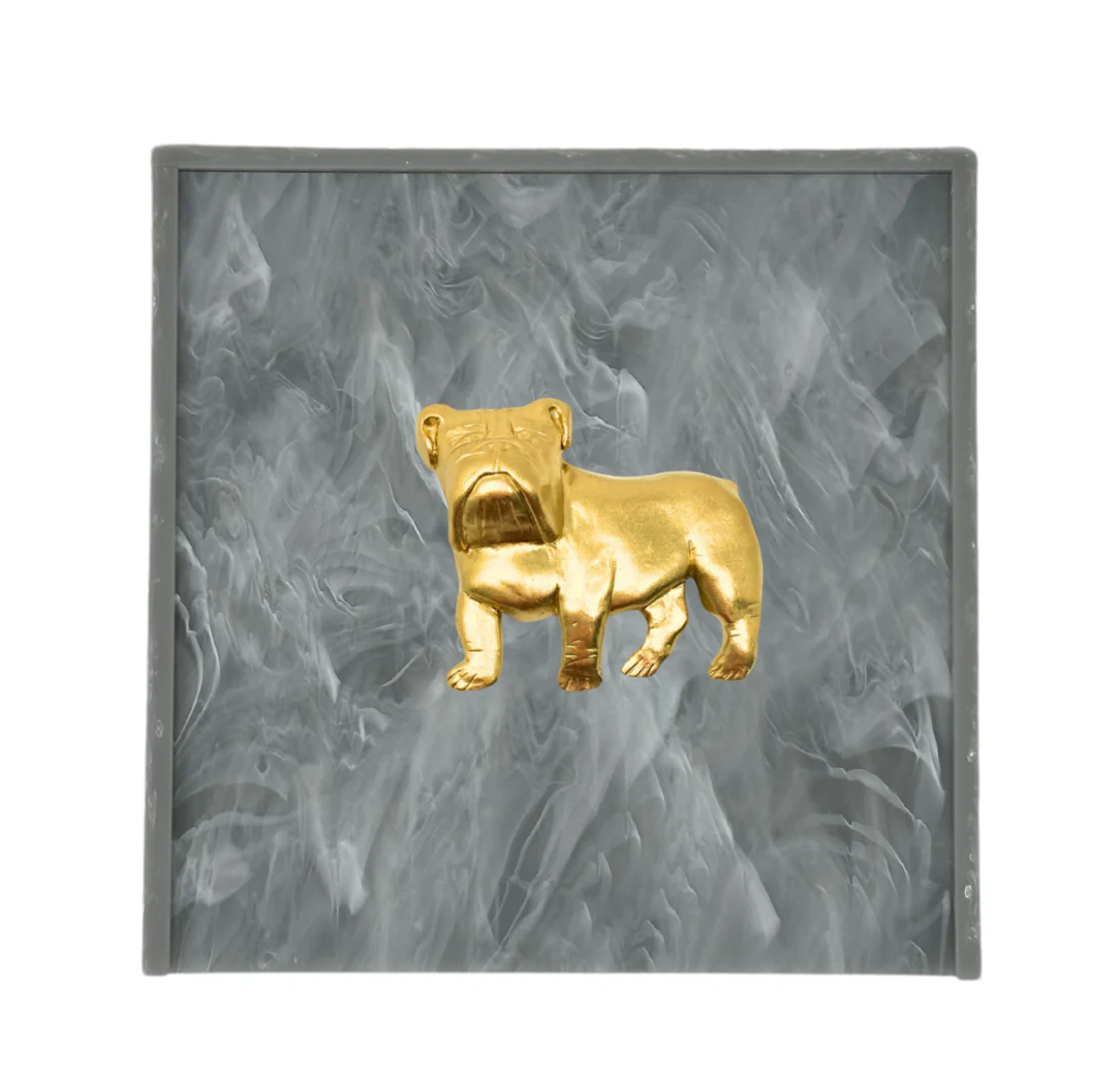Southern Tribute Big Bulldog Cocktail Napkin Box in Gray